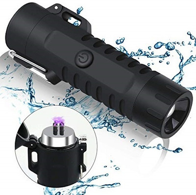 Explorer Rechargeable Lighter Dual Kits Camping Hiking Cigarette Lighter Black 3 in 1 Lighter With Torch Waterproof Professional Electric Outdoor, Cigarette Lighter(Black)