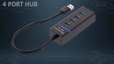 Wanzhow Best Buy USB 3.0 Hub 4 Port USB Compatible with Laptops, Desktops, Smartphones 3.0 4 Port USB Hub 3.0 Adapter 5Gbps Speed with Led Indication USB Hub(Black)