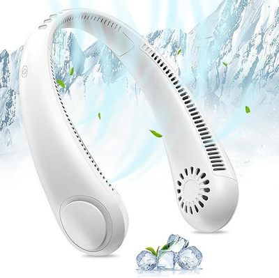 VOLTegIC Neck Fan, Portable Hanging Neck Fan NF-15 Rechargeable Fan, USB Fan(White)