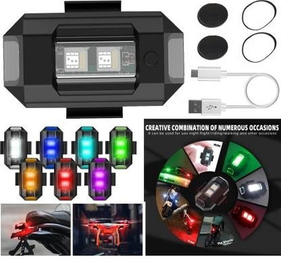 WRADER Aircraft Light for Drones Bikes Cars and Helmet Strobe Light for Bikes with 7 Colors Light and Flashing Modes LED Strobe Light for Helmets Drones Led Light(Black)