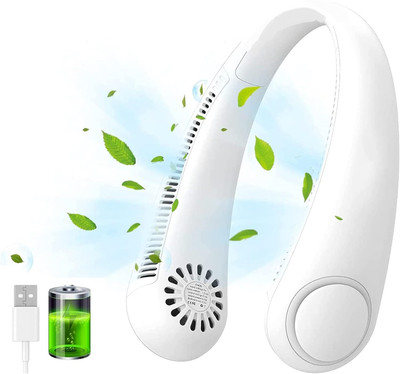 VOLTegIC Neck Fans That Blow Cold Air, Portable 360° Cooling NF-18 Rechargeable Fan, USB Fan(White)