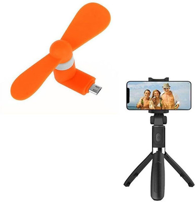 DRUMSTONE Combo C1214-Portable Micro USB Charging with Bluetooth Tripod Selfie Stick Combo C1214-Portable Micro USB Charging with Bluetooth Tripod Selfie Stick USB Fan(Orange)