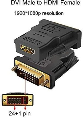 RuhZa DVI to HDMI; DVI (DVI-D) to HDMI Male to Female Adapter with Gold-Plated HDMI Connector(Black)