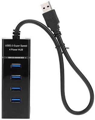 RAREGEAR High Speed 4 Port 3.0 USB Hub (Black) 4 Ports USB 3.0 Hub SuperSpeed Portable with Switches for Laptop/Notebook/PC USB Hub(Black)