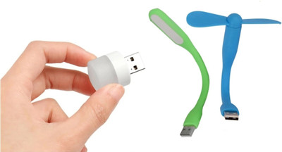 menaso Led Light, USB Fan Triple Combo of Portable USB Light, USB Fan & Mini USB Bulb - Emergency Combo USB Fan, Led Light(Multicolor)