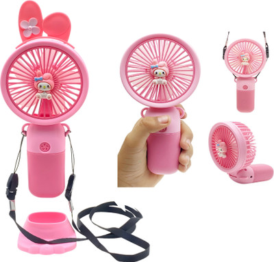 Raptor Handheld Neck Desk 3 in 1 Mini Fan 90° Foldable Mini Portable USB Fan 1-Speed Mini Portable Fan Rechargeable USB Handheld Fan in pink Rechargeable Fan(Pink)