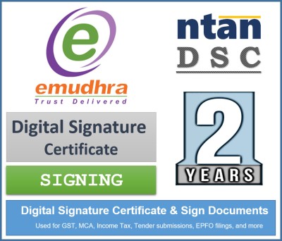 ntan eMudhra DSC - Class 3 Digital Signature for 2 Years with Token(2 Yrs, 1 PC)