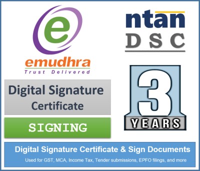 ntan eMudhra DSC - Class 3 Digital Signature for 3 Years with Token(3 Yrs, 1 PC)