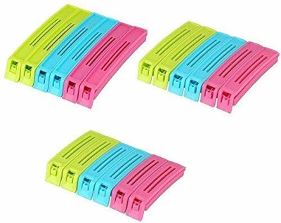 KitchExpo NA Large, Medium, Small plastic Airtight Food Bag Clips(Set of 18, blue/pink/green)