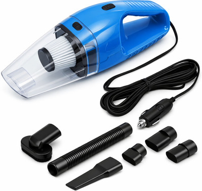 Onshoppy Portable 12V Car Vacuum Cleaner with Long Cord & Multiple Cleaning Nozzles Hand-held Vacuum Cleaner(Blue)