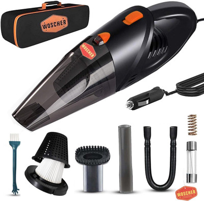 Woscher 2003|140W Vacuum Motor & 5000 PA Powerful Suction| 15 Ft Cord With Hepa Filter Car Vacuum Cleaner(Black)