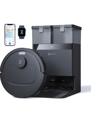 ECOVACS N50 Pro Omni Black 2026 New Launch, 25000 Pa Suction Robotic Floor Cleaner Self-Emptying Omni-Station, Zerotangle 3.0, Hot Air-Drying, Auto-Lift Mop On Carpet, Upto 300 Mins with 2 in 1 Mopping and Vacuum, Anti-Bacterial Cleaning, Reusable Dust Bag (WiFi Connectivity, Google Assistant and Al