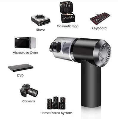 khatu sales kht-vcm04 Car Vacuum Cleaner with Reusable Dust Bag (Google Assistant)(Black)