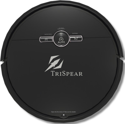 TriSpear -Geerlepol Robot Vacuum Cleaner with Powerful Suction,Drop-sensing Technology Robotic Floor Cleaner with 2 in 1 Mopping and Vacuum, Reusable Dust Bag (WiFi Connectivity, Google Assistant and Alexa)(Black)