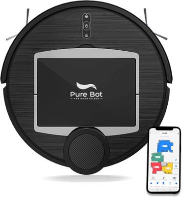 Pure Bot GB Classic C1 Robotic Floor Cleaner with 2 in 1 Mopping and Vacuum, Reusable Dust Bag (WiFi Connectivity, Google Assistant and Alexa)(Black)
