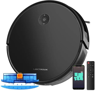 LIECTROUX C7 Robotic Floor Cleaner with 2 in 1 Mopping and Vacuum (WiFi Connectivity, Google Assistant and Alexa)(Black)