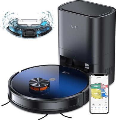 ILIFE T10s Self Emptying Robot Vacuum And Mop Robotic Floor Cleaner with 2 in 1 Mopping and Vacuum, Anti-Bacterial Cleaning, Reusable Dust Bag (WiFi Connectivity, Google Assistant and Alexa)(Black)