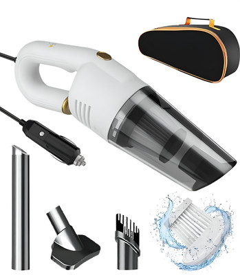 GK-JLPV Ultra Portable High Power PROPLUS 4000PA / 120W / DC12V-16.4Ft Corded Handheld Car Vacuum Cleaner with 2 in 1 Mopping and Vacuum, Anti-Bacterial Cleaning(White)