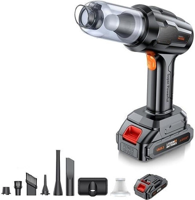 Xydrozen Lightweight Compressed Air Duster & Air Blower & Pump Cordless Vacuum Cleaner with Anti-Bacterial Cleaning, Reusable Dust Bag(Black)