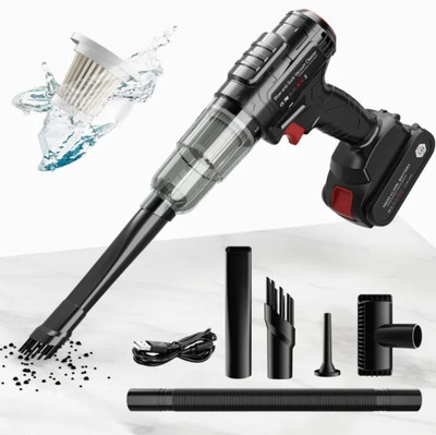 Xydrozen High Power Suction, Batteries Long Endurance, 18v/120w Mini Vacuum Cleaner-VC113 Cordless Vacuum Cleaner with Anti-Bacterial Cleaning, Reusable Dust Bag(Black)