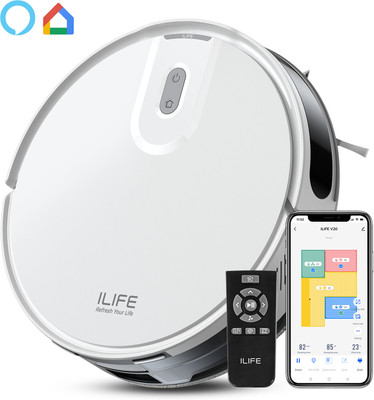 ILIFE V20 Robotic Vacuum Cleaner with Latest SoF Navigation, @5000Pa Powerful Suction Robotic Floor Cleaner with 2 in 1 Mopping and Vacuum, Anti-Bacterial Cleaning (WiFi Connectivity, Google Assistant and Alexa)(White)
