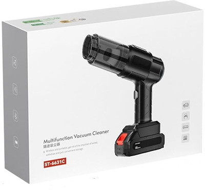 Actrovax Handheld Car Vacuum Cleaner Blow Up Pump Cordless Vacuum Cleaner with Anti-Bacterial Cleaning, Reusable Dust Bag(Black)