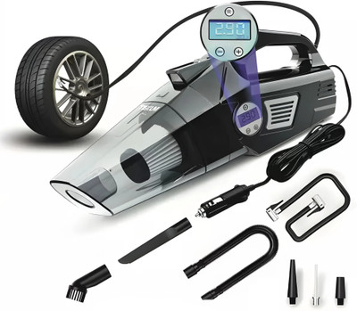 TEXUM TVC-A300 2 in 1 | Tyre Inflator High Power 9 KPA Handheld Car Vacuum Cleaner with Anti-Bacterial Cleaning(Black)