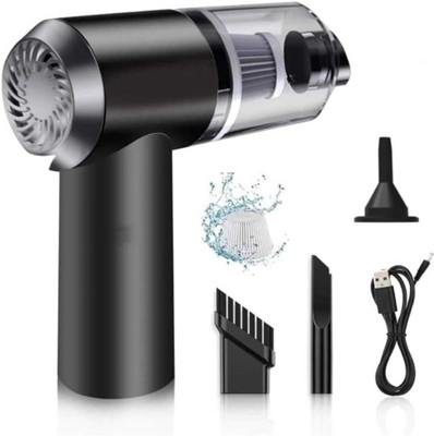 Harisha 3-in-1 Portable High Power USB Rechargeable Wireless Handheld Car Vacuum Cleaner with Anti-Bacterial Cleaning(Black)