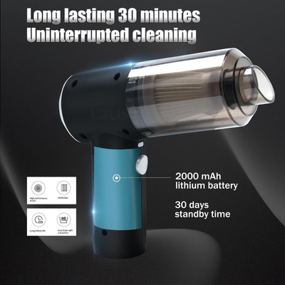 Snazora 3 in 1 Portable Mini Car Vacuum Cleaner for Home and Car Cordless Vacuum Cleaner with 2 in 1 Mopping and Vacuum, Anti-Bacterial Cleaning, Reusable Dust Bag(Black)