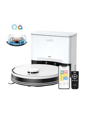 ILIFE A30 Pro Robotic Floor Cleaner Upgraded 13,000Pa Suction, LiDAR Navigation with Reusable Dust Bag, Anti-Bacterial Cleaning, 2 in 1 Mopping and Vacuum (WiFi Connectivity, Google Assistant and Alexa)(White)