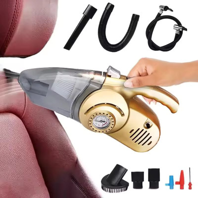 Maharsh Tyre Inflator with Car Vacuum Cleaner,DC12V High Power Maruti Suzuki Swift Dzire Hand-held Vacuum Cleaner with 2 in 1 Mopping and Vacuum, Anti-Bacterial Cleaning, Reusable Dust Bag(GOLD B)