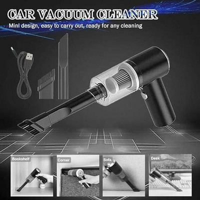 Shyamcreation 3 in 1 Mini Car Vacuum Cleaner USB Rechargeable,Multi Nozzle Attachments Car Vacuum Cleaner with 2 in 1 Mopping and Vacuum(Black)