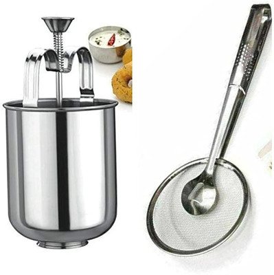 SIDDIVINAYAK CREATION Stainless Steel Medu Vada Maker with Stand, mendu WADA Machine 2 in 1 Fry Tool Vada Maker