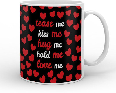 indigifts Decorative Gifts Heart In a Seamless Pattern Ceramic Coffee Mug(330 ml)