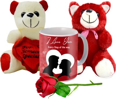 ME&YOU Artificial Flower, Mug, Soft Toy Gift Set