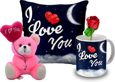 Avirons Artificial Flower, Soft Toy, Mug, Cushion Gift Set