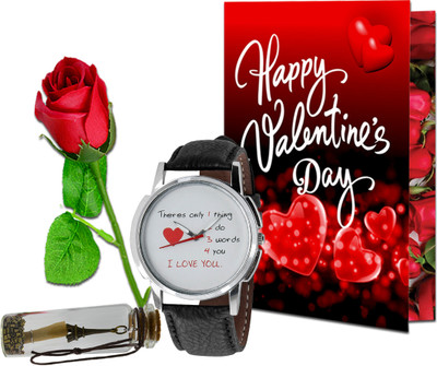 Avirons Greeting Card, Artificial Flower, Message Pills, Watch Gift Set