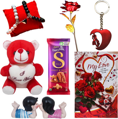 Saugat Traders Artificial Flower, Soft Toy, Keychain, Showpiece Gift Set