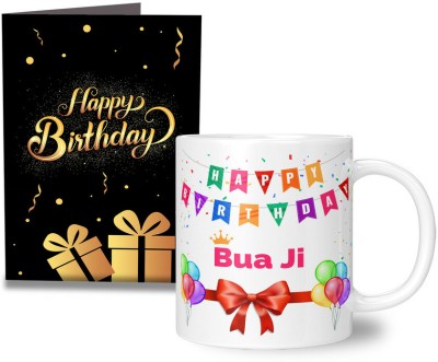 TrendoPrint Printed Bua Ji Cup For Birthday & Anniversary Gifts with Greeting Card (GC190) Ceramic Coffee Mug(350 ml)