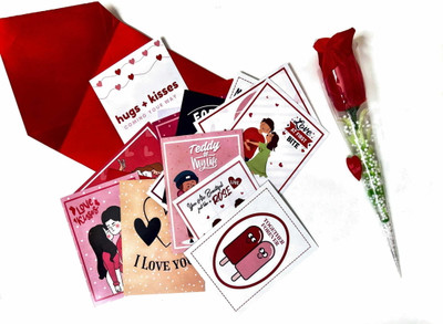 KHUSHA CREATIONS Artificial Flower, Greeting Card Gift Set
