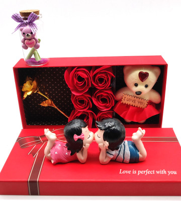 PRIDE STORE Showpiece, Soft Toy, Artificial Flower Gift Set