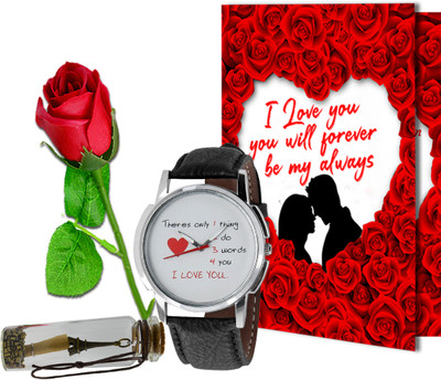 Avirons Greeting Card, Artificial Flower, Message Pills, Watch Gift Set