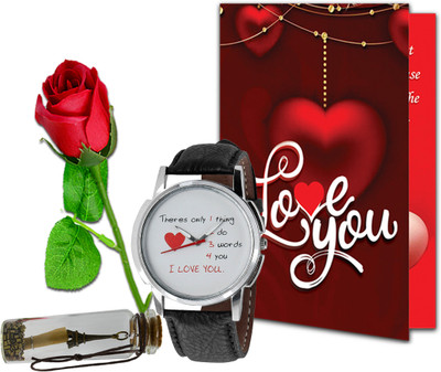 Avirons Greeting Card, Artificial Flower, Message Pills, Watch Gift Set