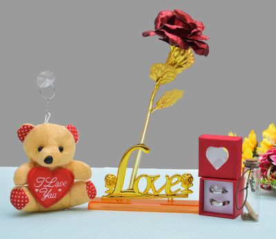 Nidhi Craft Artificial Flower, Message Pills, Soft Toy Gift Set