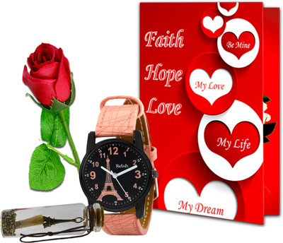 Avirons Greeting Card, Artificial Flower, Message Pills, Watch Gift Set