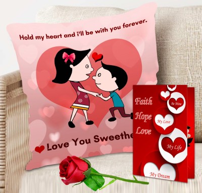 ME&YOU Artificial Flower, Greeting Card, Cushion Gift Set