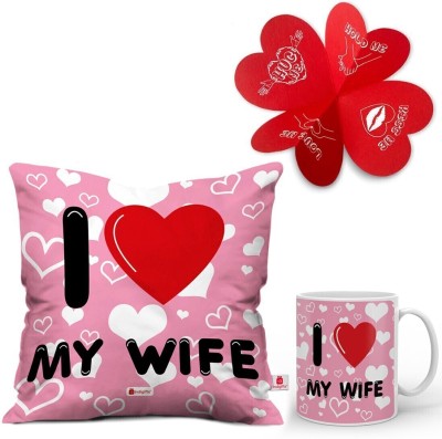 Indigifts Cushion, Greeting Card, Mug Gift Set