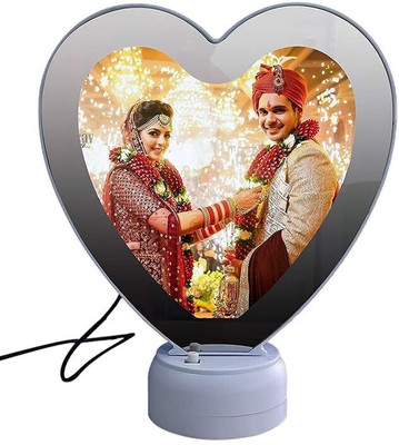 ThodaHatke Plastic Table Photo Frame(White, 1 Photo(s), HEART SHAPE WITH MIRROR)