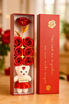Magic Creation Soft Toy, Artificial Flower Gift Set
