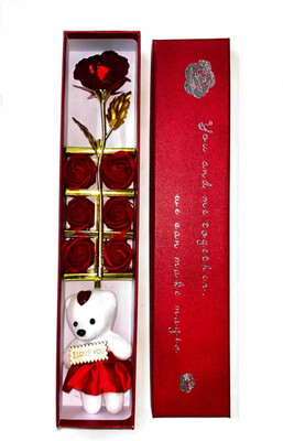 KHUSHA CREATIONS Artificial Flower, Soft Toy Gift Set